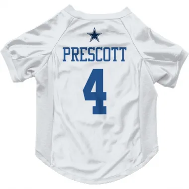 White Dallas Cowboys Dak Prescott   Dog & Cat Pet Jersey