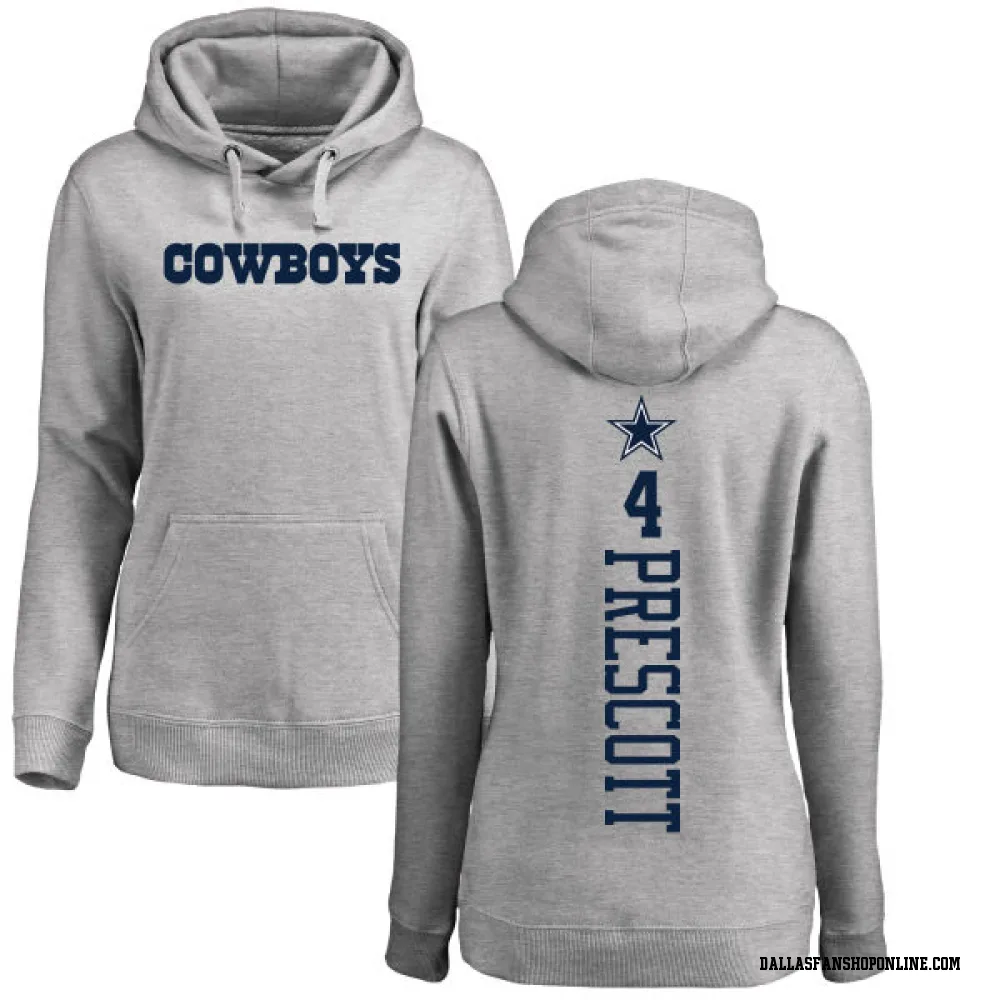Women's Dak Prescott Dallas Cowboys Pro Line by Branded Ash Backer Pullover Hoodie